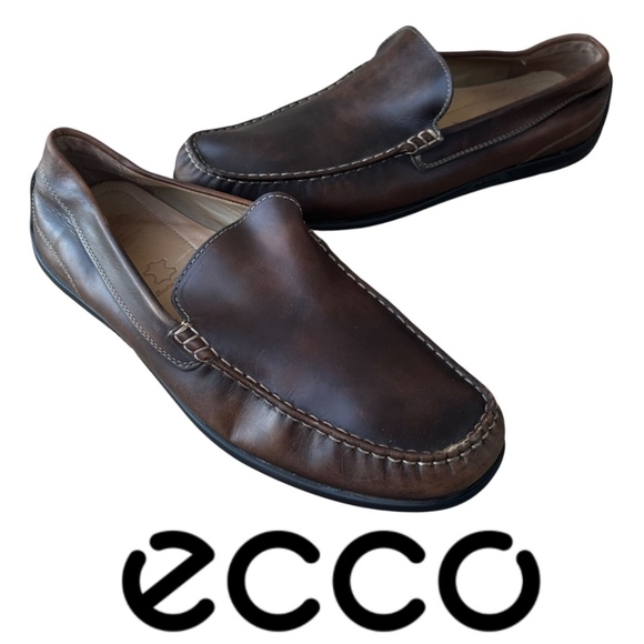 Ecco Classic Moc 2.0 Loafers Shoes Mens 46 Sz 12 / 12.5 Leather Brown Slip On
